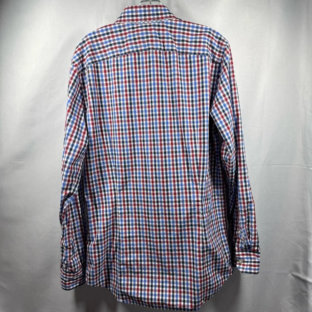 Banana Republic Men’s Med Red and Blue Button Down Shirt Supima Cotton Grant Fit